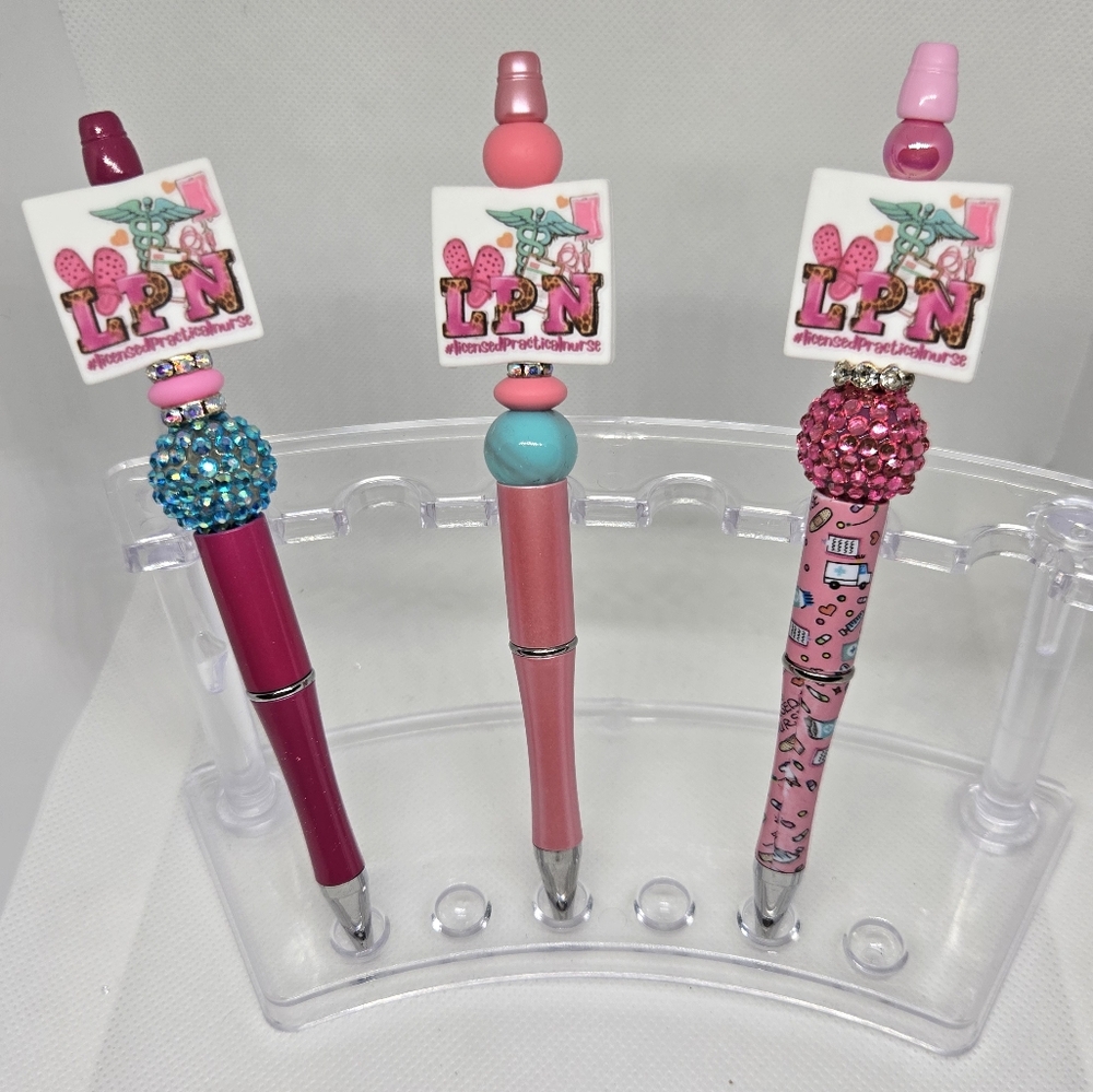 LPN Licensed Practical Nurse Bling and Beaded Pen with Black Ink